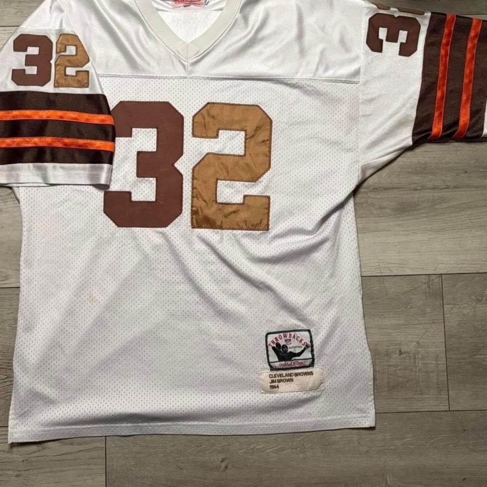 rare Mitchell & Ness #32 Jim Brown‎ NFL Cleveland Browns Jersey Size 52 men